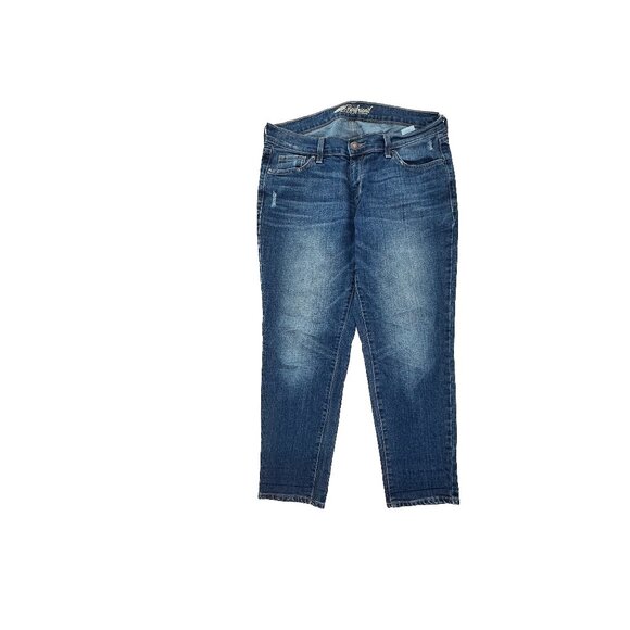 Old Navy The Boyfriend Distressed Women's size 8 Dark Wash Blue Denim Jeans - Picture 1 of 4